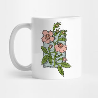 Musk Rose, Vintage style flower stamp (colored) Mug